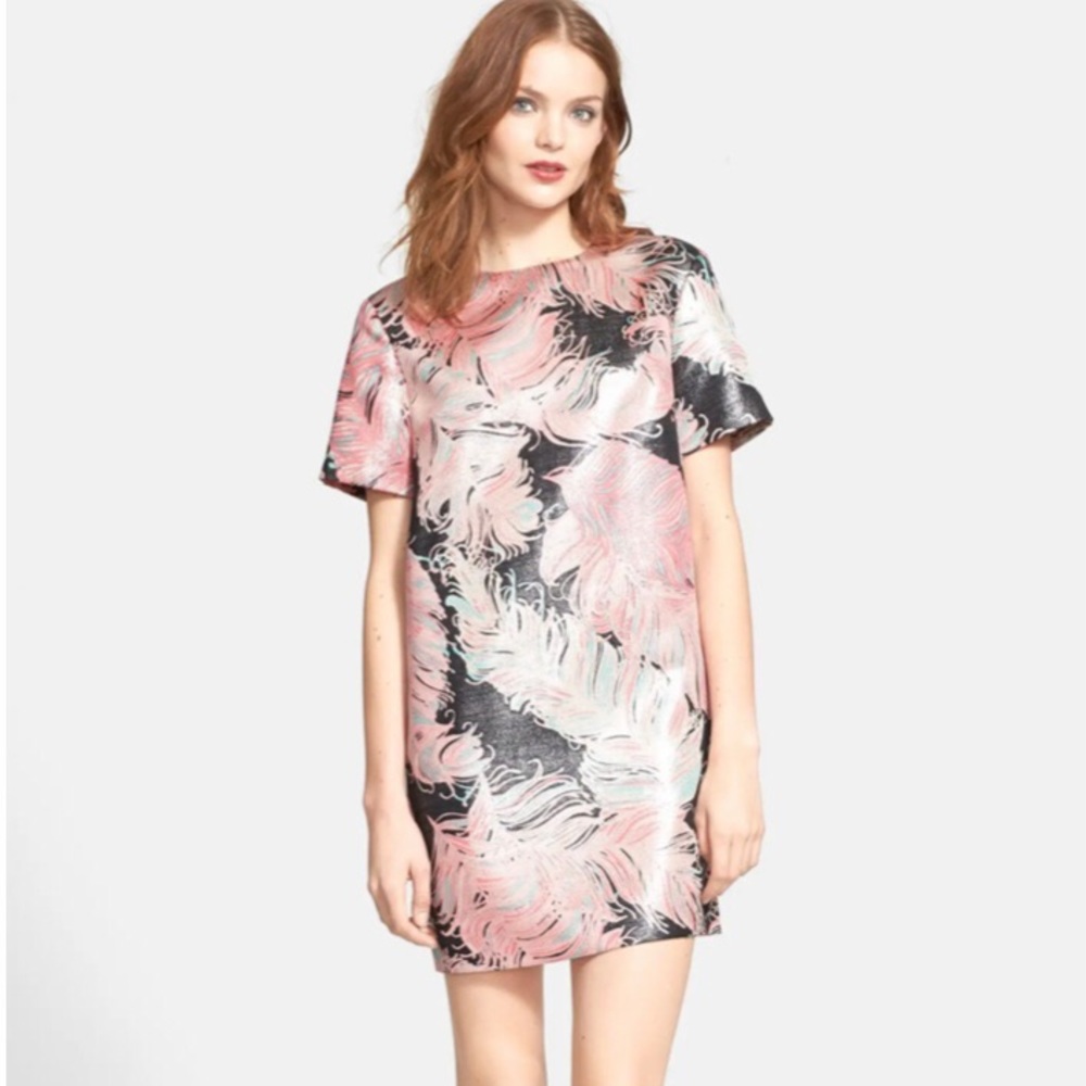 Kate Spade Regal Plumes Metallic Shift Dress US 4